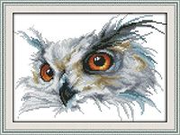 Maydear Cross Stitch Stamped Kits Full Range of Embroidery Starter Kits Beginners for DIY 11CT 3 Strands - Owl 15.4×10.6(inch)