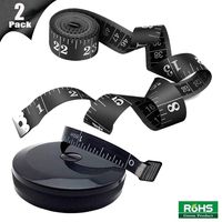 2 Pack Tape Measure Measuring Tape for Body Sewing Tailor Cloth Fabric Craft Weight Loss Measurements, 120-Inch Soft Fashion Black & Retractable Black Tape Measure Body Measuring Tape Set