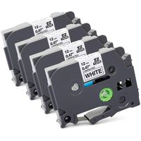4X TZe-231 Laminated White 12mm, Replace Brother P-Touch TZe231 TZ 231 Label Tape 12mm 0.47 Inch, TZe231 Black on White Labeling Tape Compatible Brother P-Touch Label Makers PT H110 D210 D400 D600