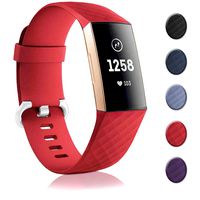 Bands Replacement Compatible for Fitbit Charge 3, Adjustable Wrist Accessories Sport Wristbands for Women&Men (Small, Red)