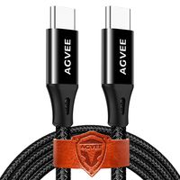 Agvee USBC to USB-C Charging Cable [3 Pack 10ft] Seamless Type-C End Tip, Support PD 60W Durable Charger Cord for iPad Pro 2018 12.9/11, Galaxy S10 S10E A70 A80 Note10, Pixel 4 4XL 3 3XL, Black