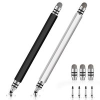 Stylus Pens, UROPHYLLA Precision Disc Stylus Touchscreen Pen, Capacitive Stylus Pens for iPad, iPhone, Tablet, Laptops and Other Touch Screens with 4 Discs and 3 Fiber Tips (Black/Silver)