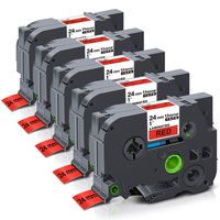 Unismar Compatible Label Tape Replacement for Brother P-Touch TZe-451 TZ451 TZe451 for PT-D600 PT-P700 PT-2430PC PT-D600VP PT-D800W PT-P900W PT-P950NW Label Maker, 1" x 26.2', Black on Red, 5-Pack