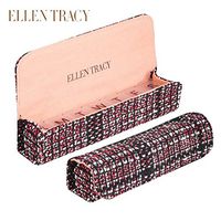 Ellen Tracy Small Weekly Pill Case - Vitamins, Pill Organizer For Traveling - 7 Compartment (Black/Red Multi Tweed)
