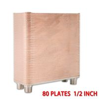 Stainless Steel 60 80 100 Plate Water to Water Brazed Plate Heat Exchanger 1/2" MPT Ports Home Brewing Beer Brazed plate type water (US Stock) (80 Plate)