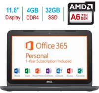 2018 Newest Dell Premium 11.6" Laptop PC, 7th Gen AMD A6-9220e up to 2.4GHz, 4GB RAM, 32GB Flash Storage, HDMI, WIFI, Bluetooth, MaxxAudio Pro, Windows 10, 1 Year Office 365 Personal Subscription