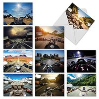 The Best Card Company - 10 Assorted Greeting Cards Blank (4 x 5.12 Inch) - All Occasion Vehicle Notecard Set - Vroom With A View M2356OCB