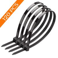 120PCS Cable Zip Ties Heavy Duty 8 Inch, Premium Plastic Cable ties with 50 Pounds Tensile Strength, Self-Locking Nylon Wire Ties for Indoor and Outdoor, Black