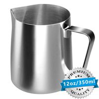 Stainless Steel Milk Frothing Pitcher Cappuccino Pitcher Pouring Jug Espresso Cup Creamer Cup for Latte Art, 12 Ounce (350 ML)