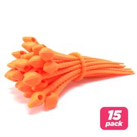 Reusable Silicone Cable Twist Ties Organizer Perfect for Cord Management, Electronics Wire Strips, Kitchen, Garden Rubber Wraps and Gear Zip Tie Straps (7 inches, Non-Velcro), 15 Pack - Orange