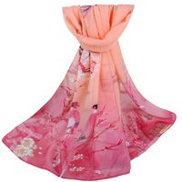 Clearance! Elogoog Women Fashion Floral Scarves Sheer Chiffon Long Scarf Shawl Wrap (Pink)