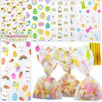 150 Cute Cellophane Bags Decorative Plastic Treat Bags for Homemade Candy Cookie Party Supply 10X6