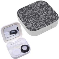 Portable Contact Lens Case Box Travel Kit Mirror + Bottle + Tweezers Container Holder [ Fast Food Thin ]