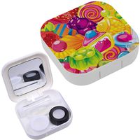 Portable Contact Lens Case Box Travel Kit Mirror + Bottle + Tweezers Container Holder [ Sweets Fruits ]