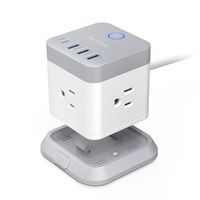 BESTEK Power Strip with USB, Vertical Cube Mountable Power Outlet Extender with 3 Outlets, 3 USB & 1 Type-C Ports, 5-Foot Extension Cord and Detachable Base for Easy Mounting