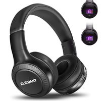 Bluetooth Headphones, ELEGIANT On Ear Bluetooth Headset Foldable with Mic FM Radio Micro SD Card Slot Wired and Bluetooth Headphones Compatible iPhone 8 7 6S 6/Android Phones/Laptop/PC Black