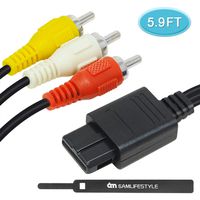 6amLifestyle 5.9FT AV Charging Cable Composite Replacement Wire Cords Compatible for Nintendo N64/ SNES/Gamecube/GC