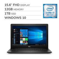 Dell Inspiron 15 2019 Premium 15.6" FHD Laptop Notebook Computer, 4-Core Intel i7-8565U 1.80 GHz, 12GB RAM, 1TB SSD, No DVD, Webcam, Bluetooth, Wi-Fi, HDMI, Windows 10