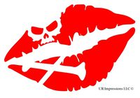 UR Impressions Red Skull Crossbones Kiss of Death Lips Decal Vinyl Sticker Graphics for Cars Trucks SUV Vans Walls Windows Laptop|RED|5.5 X 4 inch|URI340