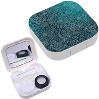 Portable Contact Lens Case Box Travel Kit Mirror + Bottle + Tweezers Container Holder [ Floral Endless ]