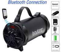 Boytone BT-42BK Portable Bluetooth Boombox Speaker Indoor/Outdoor 2.1 Hi-Fi Cylinder Loud Sound, Built-In 4" + 3" Subwoofer, USB Mobil Charging, player, FM Radio, Micro SD Slot, AUX Inputs, RGB Lights