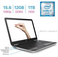 HP Pavilion 15.6 IPS FHD (1920x1080) Display Laptop PC, Intel Core i7-6500U 2.5GHz, 12GB DDR4 SDRAM, 1TB HDD, Webcam, WIFI, HDMI, Bluetooth, Backlit Keyboard, DVD, Windows 10-Silver