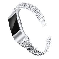 Mtozon Bands Compatible with Fitbit Charge 2, Metal Bling Wristbands for Women Replacement Dressy Bracelet/Bangle for Ladies, Silver