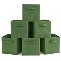 EZOWare Set of 6 Basket Bins Collapsible Storage Organizer Boxes Cube for Nursery Home (Kale Green)