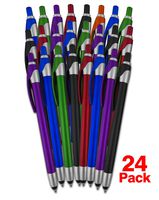 United Slim Jet Stylus Pen with Ball Point Pen for Universal All Touch Screen Devices, iPhone 6 S Plus, Samsung, Nexus, iPad, Tablets, Red/Blue/Green/Orange/Purple - 24 Piece