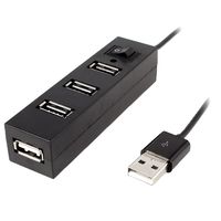 uxcell PC Laptop Black On/Off Switch 4 Ports Blue LED 480Mbps USB 2.0 Hub