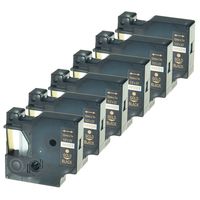 GREENCYCLE Replacement Label Tape Compatible for DYMO D1 Standard Self-Adhesive Polyester 45024 Gold on Black 12mm Label Maker (6pack, A45024)