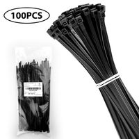 100PCS Nylon Zip Ties 8 Inch Width 1.1mm Heavy Duty Self Locking Black Cable Ties with 50lb Pounds Tensile Strength, Durable Heat UV Resistant Tie Wraps, Perfect for Tying Cables, Wires, Organization