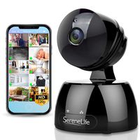 SereneLife Indoor IP Camera - HD 720P Network Security Surveillance Home Monitoring w/Motion Detection, Night Vision, Ptz, 2 Way Audio, iPhone Android Mobile App Pc WiFi Access - IPCAMHD30BK