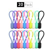 DLseego Reusable Strong Magnet Silicone Twist Ties Multi Color Cord Winders for Organizing Hanging Securing Items Convenient to Use in Many Ways and Can Be Used in Entertainment (10 Colors-20Pack)