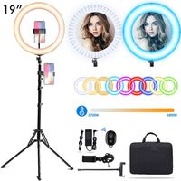 EEIEER RGB Ring Lights: 19-inch 55W Selfie Ring Light with Stand, LED Circle Light, RGB dimmable Light Stand, Carrying Bag for Photography, Makeup, YouTube Video Shooting