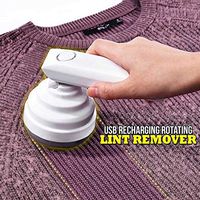 Electric Lint Remover, Upgrade USB Rechargeable Rotating Fabric Shaver Pill Bobble Fuzz Defuzzer with Replaceable Stainless Steel 3 Blade for Sweater, Pant, Blanket, Couch, Furniture (White)