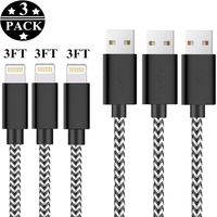 SHARLLEN MFi Certified iPhone Charger Cable, 3 Pack 3FT Nylon Braided USB Fast Charging&Syncing Cell-Phone Lightning Cable Long Cord Compatible iPhone XS/Max/XR/X/8P/8/7/7P/6/5/iPad/iPod Black&White