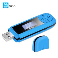AGPTEK 16GB USB Stick Mp3 Player Supports Replaceable AAA Battery, Recording, FM Radio, Expandable Up to 64GB, Blue