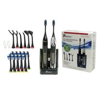 Dual Handle Ultra High Powered Sonic Electric Toothbrush with Dock Charger, 12 Brush Heads & More!-Black and Zebra consumer electronics
