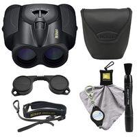 Nikon Aculon T11 Zoom 8-24x25mm Binoculars, Compact & Lightweight, Black Bundle with a Nikon Cleaning Cloth, Lens Pen and Lumintrail Keychain Light