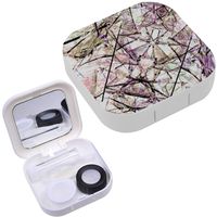 Portable Contact Lens Case Box Travel Kit Mirror + Bottle + Tweezers Container Holder [ Shattered Glass ]