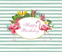 FiVan 6.5x5ft Flamingo Green Stripes Birthday Backdrops Photo Background Party Wall Decoration Backdrop W-299