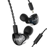 RevoNext RX8S in Ear Monitor,Noise-Isolating in Ear Headphones 1DD+2BA Balance Armature with Dynamic Triple Driver HiFi Headphones with 2 Pins Detachable Cable and A Silicone Case (Black-Mic)