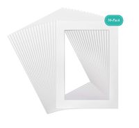 Golden State Art, Acid Free, Pack of 50 5x7 White Picture Mats Mattes with White Core Bevel Cut for 4x6 Photo
