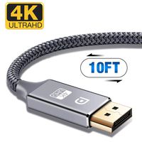 DisplayPort Cable,Capshi 4K DP Cable Nylon Braided -(4K@60Hz, 1440p@144Hz) Ultra High Speed DisplayPort to DisplayPort Cable 10ft for Laptop PC TV etc- Gaming Monitor Cable (Grey)