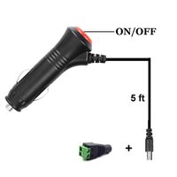 LeeKooLuu Car Charger Cigarette Lighter Adapter Plug Cord with ON/Off Switch for Rear View Camera Monitor Systems with 6ft Cord Extension Cable 12V-24V Output Built-in Safety Fuse