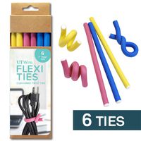 Flexi Ties by UT-Wire Reusable Cable Ties/Wrap to Organize Cords,Yellow/Pink/Blue, 6-Piece Pack