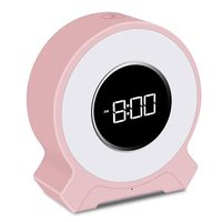 Wake Up Light Bluetooth Speaker with Alarm Clock FM Radio Night Light Lamp for Bedroom USB Charging Port LED Color lamp Touch Control Stereo Sound & TF Card & AUX (Pink)