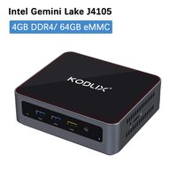 KODLIX GK45 Mini Computer Intel Gemini Lake J4105 4GB LPDDR4+ 64GB eMMC Mini PC Windows 10, HDMI/Mini DP/USB-C Output 3X Display 4K HD, Supports Dual Wi-Fi, BT5.0, 2.5'' HDD& SSD, 2X Gigabit Ethernet