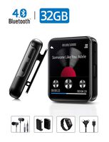 MP3 Player with Bluetooth,32GB Clip MP3 Player with FM Radio Wired Earbuds,Music Player with Touch Full Screen, Voice Recorder,Video Play, Wrist Belt, Mini MP3 Player Bluetooth for Running Workout